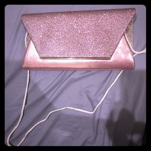 Nina rose gold glitter clutch